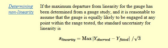 linearity equation nist statistics handbook چگونه عدم قطعیت ناشی از خطی بودن را می توان محاسبه کرد؟